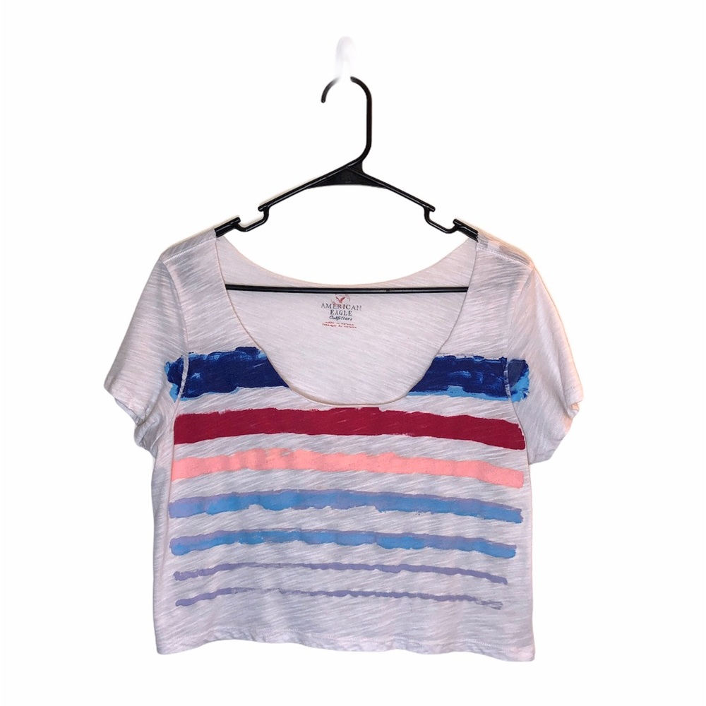 American Eagle Boat Neck Abstract Crop Top